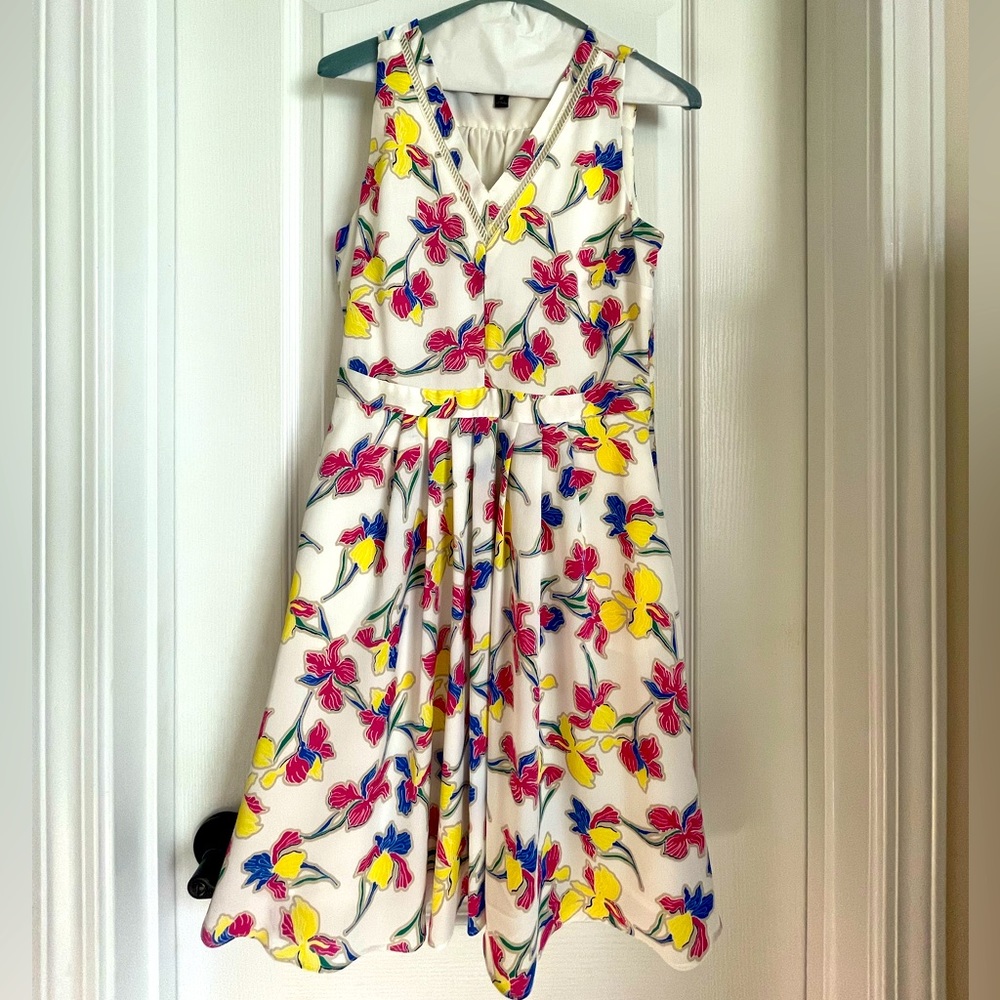 Multi-color Floral Dress. Banana Republic (Factory). Pink, Yellow, Blue, Green.